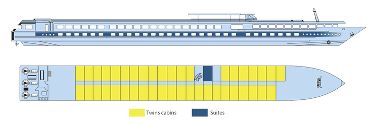 Deckplan Hauptdeck MS Seine Princess - 117181©CroisiEurope