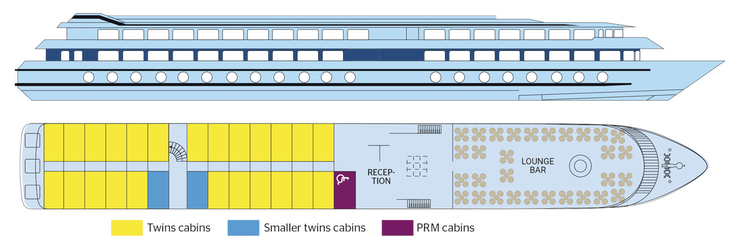 Deckplan Mitteldeck MS La Belle de Cadix - 116227©CroisiEurope