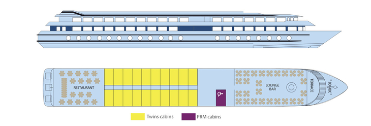 Deckplan Mitteldeck MS Cyrano de Bergerac - 116050©CroisiEurope