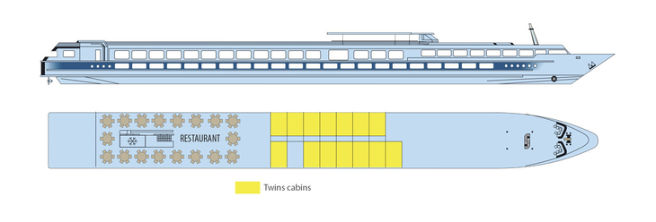 Deckplan Hauptdeck MS Elbe Princesse II - 193409©CroisiEurope