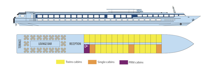 Deckplan Oberdeck MS Elbe Princesse II - 193433©CroisiEurope