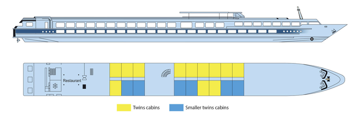 Deckplan, Hauptdeck, MS Loire Princesse - ©CroisiEurope